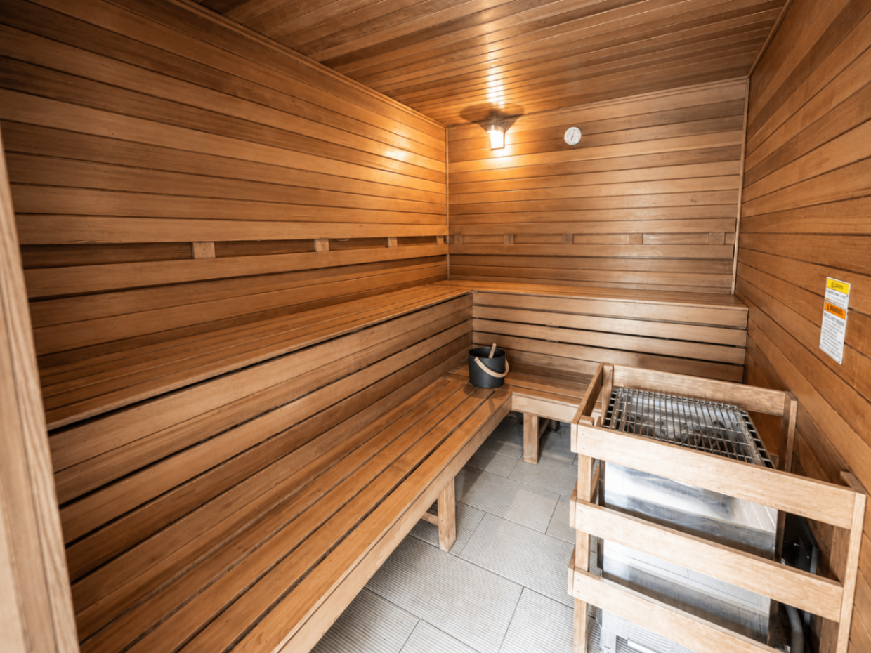 Wood sauna room at The Corinthian