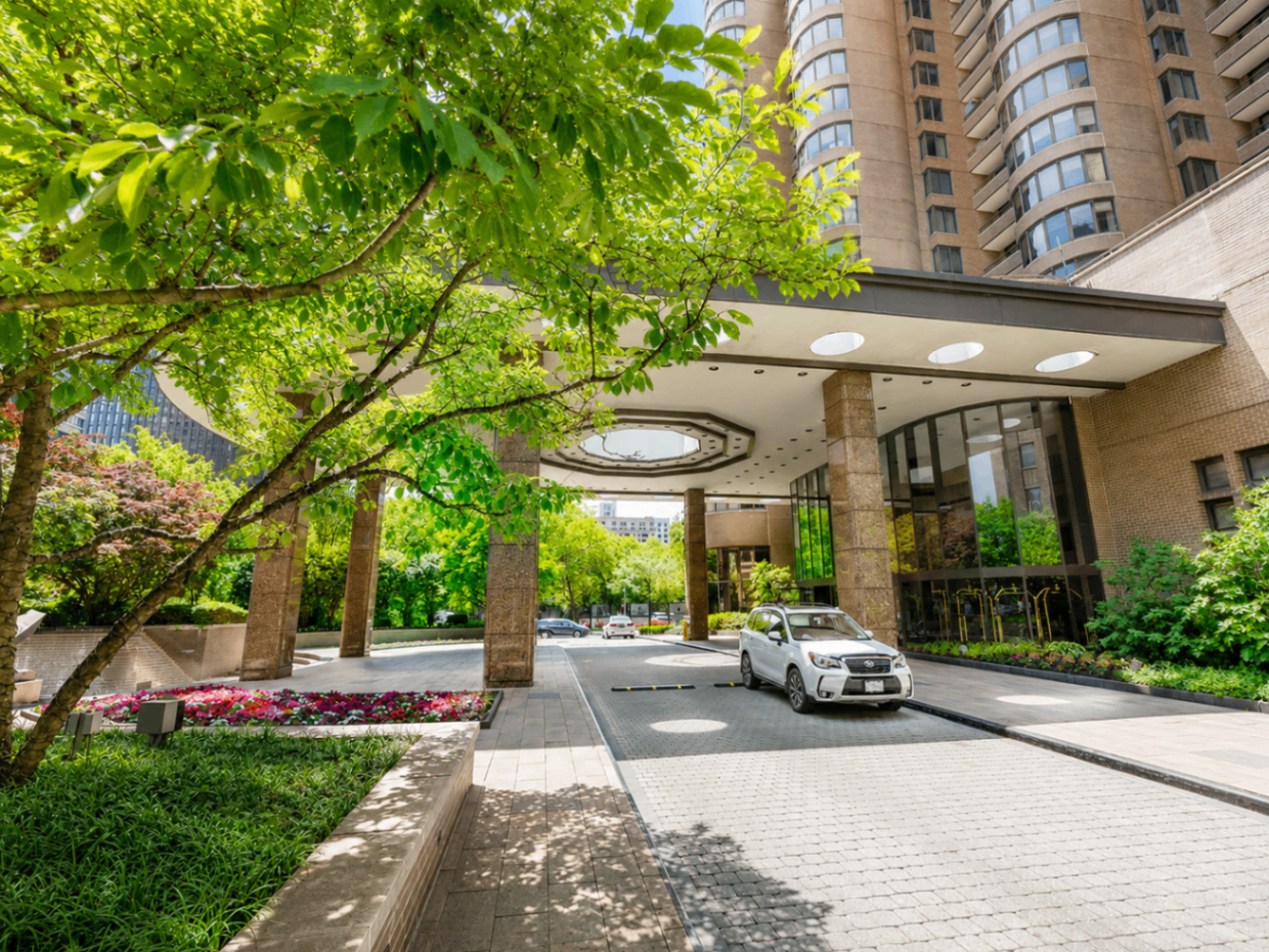 The Corinthian entrance with landscaped drive